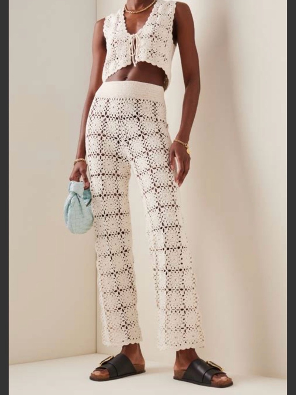 LESET Lucy Crochet Wide-Leg Pants